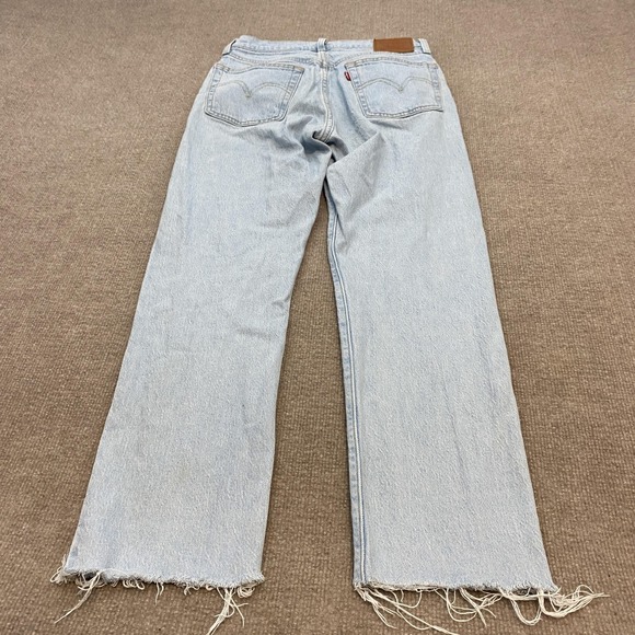 Levi's Denim - Levis 501 Straight Jeans Womens 27x28 Light Wash High Rise Raw Hem Fringe